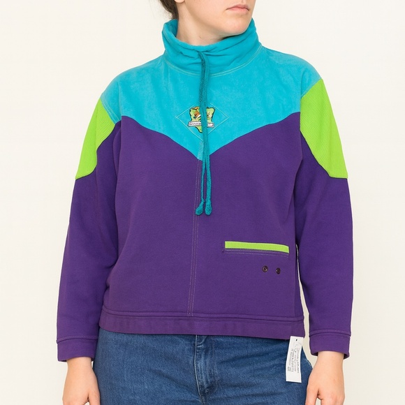 Vintage Beewear Sport neon colours anorak sweatshirt NWT - Picture 1 of 16